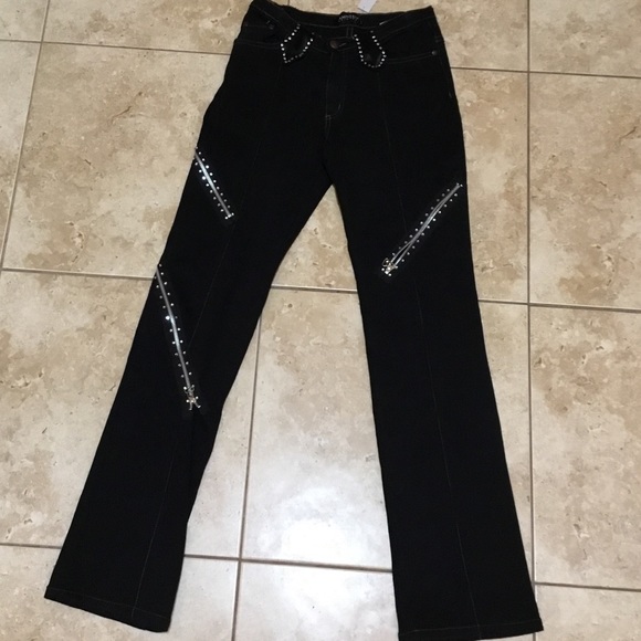 Studded zipper black denim - Picture 4 of 8